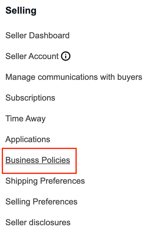 eBay Shipping Policyの設定方法 画像