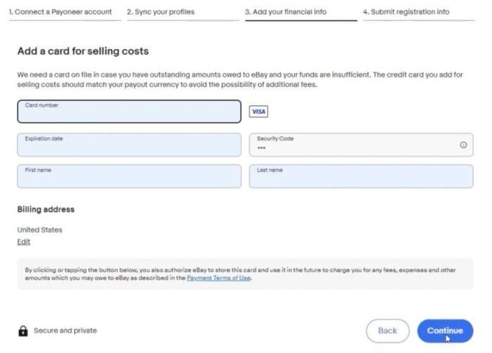 クレジットカードの情報と住所を記入する 画像