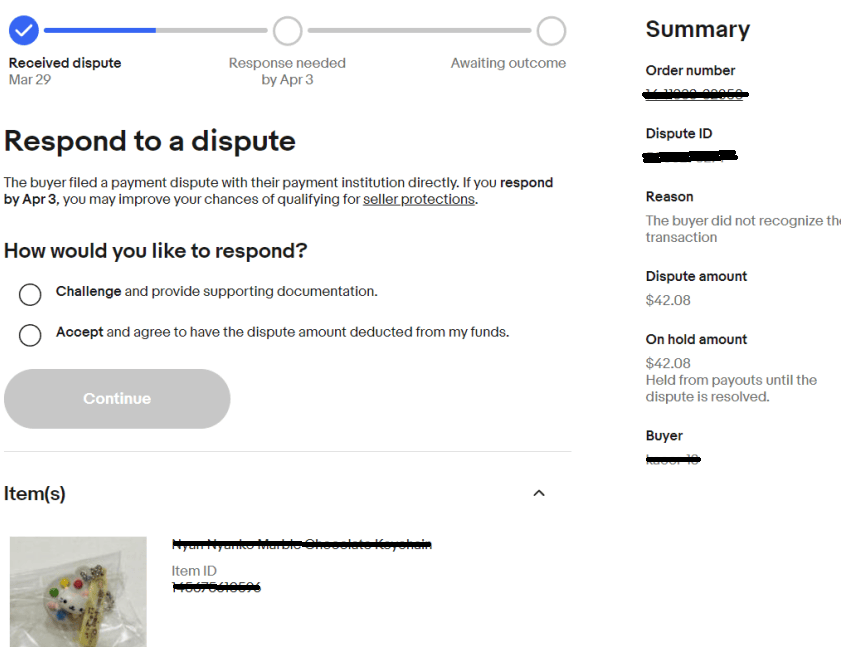 実例紹介!42ドルの商品でディスピュート!画像②