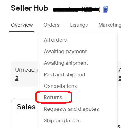 リターンリクエストの手順画像