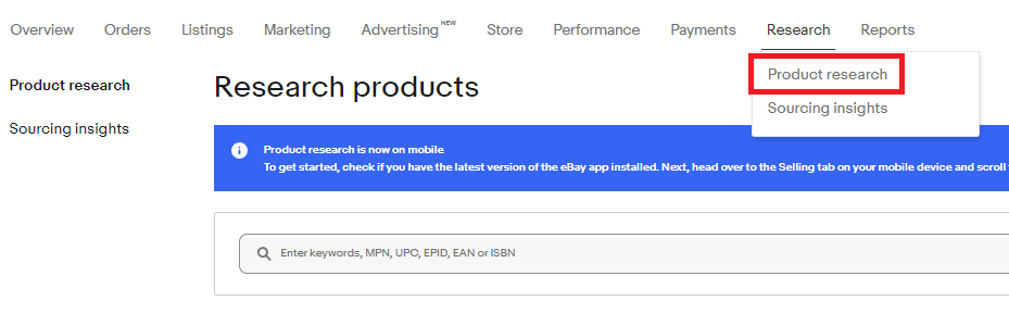ebayリサーチ Product research　画像