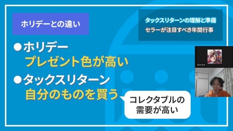 ホリデーとタックスリターンの違い 画像