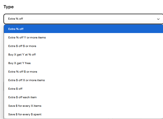 Discount type（割引方法）を設定する 画像