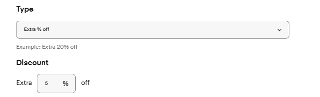 Discount type（割引方法）を設定する 画像②