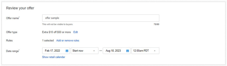 セール期間とプロモーション名の設定 画像①
