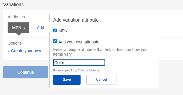 ebay　マルチバリエーション　出品