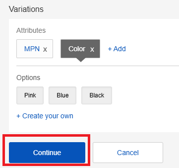 ebay　マルチバリエーション　出品