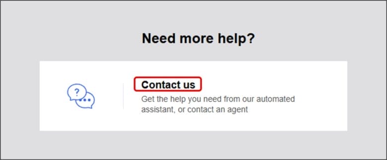 Contact us をクリック 画像