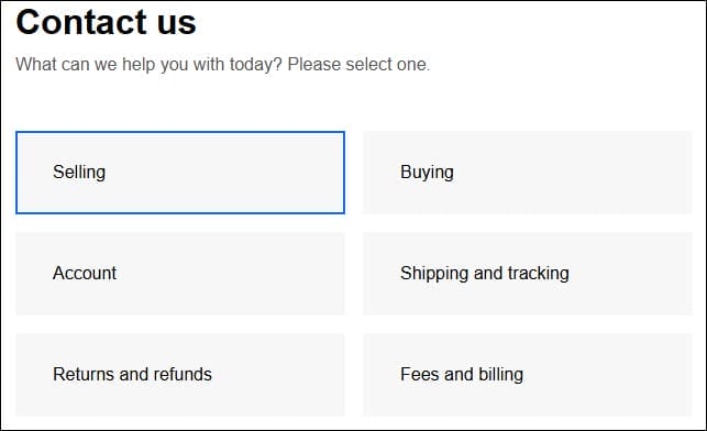問い合わせ内容に適したカテゴリ―をクリック 画像