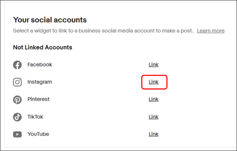 連携したいSNSの「Link」をクリックする 画像