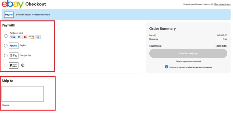 支払い方法の選択と住所の確認 画像