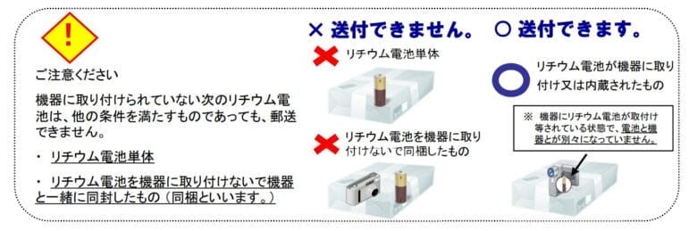 機器に内蔵・取り付けられているリチウム電池は発送可能 画像