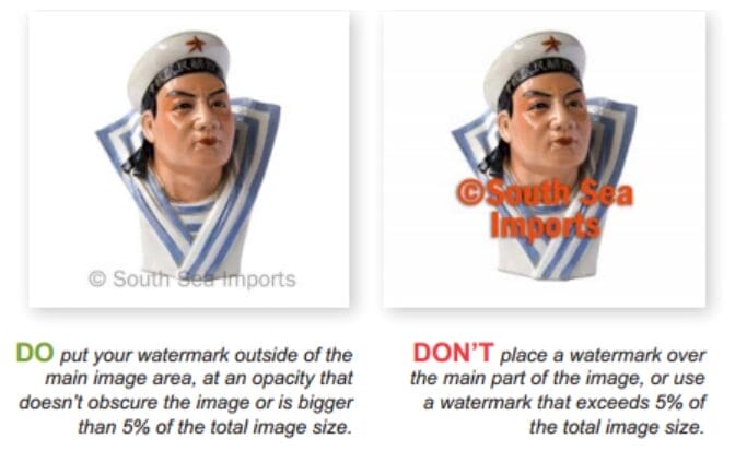 ウォーターマークに対する禁止事項  画像