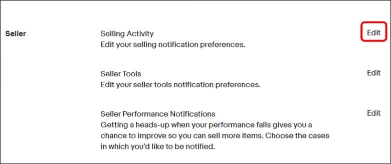 Selling ActivityのEditをクリックする ③