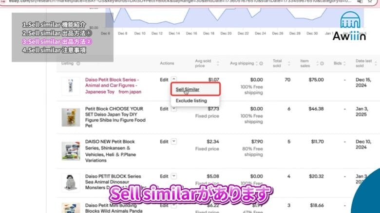 eBay輸出 Sell similar