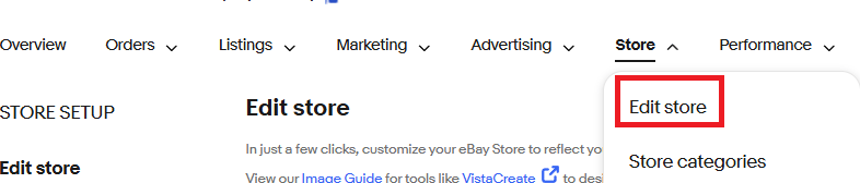 セラーハブからStore＞Edit storeへ移動 画像