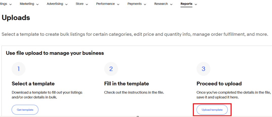 CSVファイルをebayへアップロード 画像