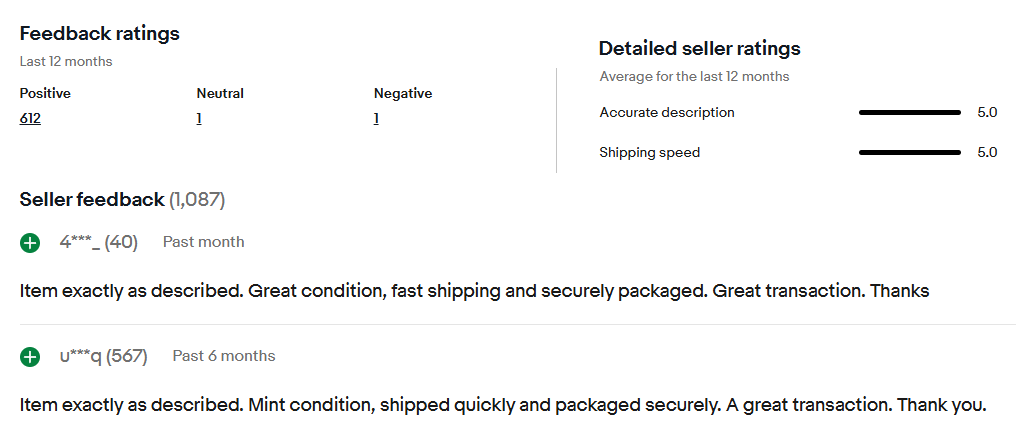 セラーのフィードバック機能がある 画像