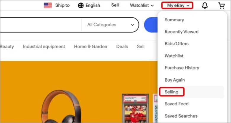Selling をクリックする 画像