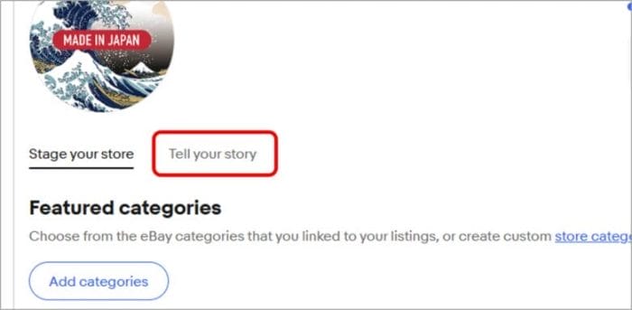 Tell your story タブをクリックする 画像