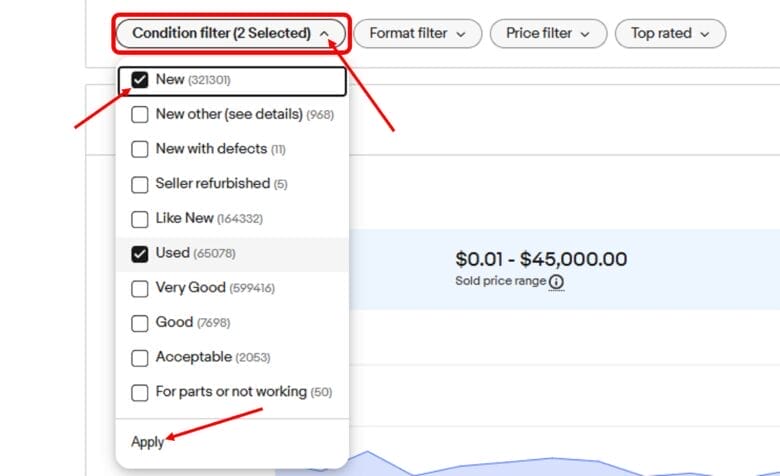 コンディションを絞って検索する　画像