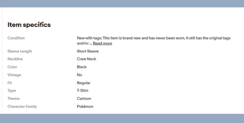 eBayのItem Specificsとは？ 画像