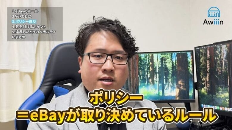 ポリシー違反とはeBayが取り決めているルールのこと 画像