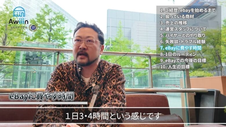 eBayの作業に充てている時間 画像