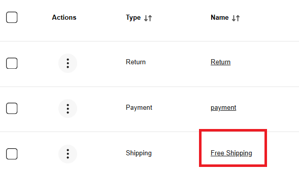商品に適用している該当のシッピングポリシーを選択する 画像
