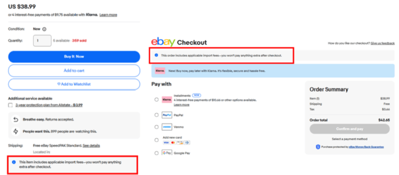 ①DDPに切り替え、商品ページに「セラーが関税を負担」と明記して安心感を与える 画像