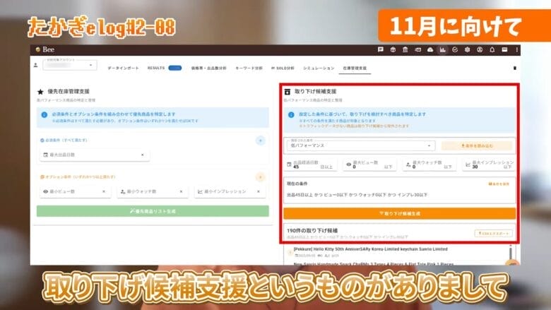 低パフォーマンス商品の取り下げ　画像