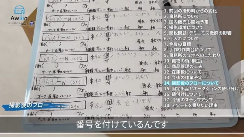 手書きのチェックシートで行う商品管理　画像