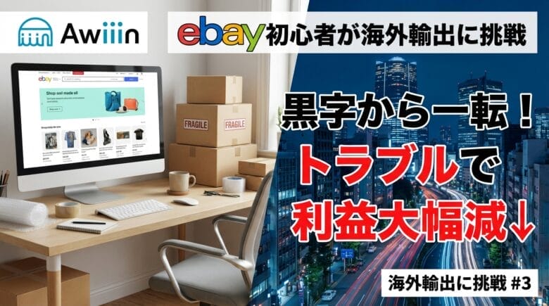 【eBay初心者が海外輸出に挑戦＃3】黒字から一転！トラブルで利益大幅減↓