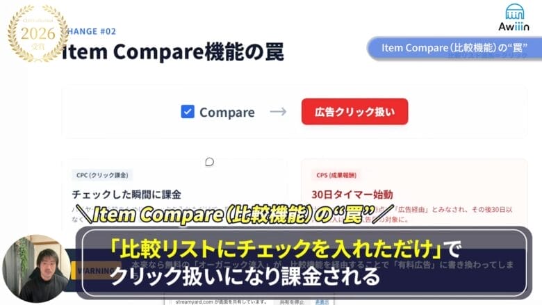 Item Compare機能の問題点 画像