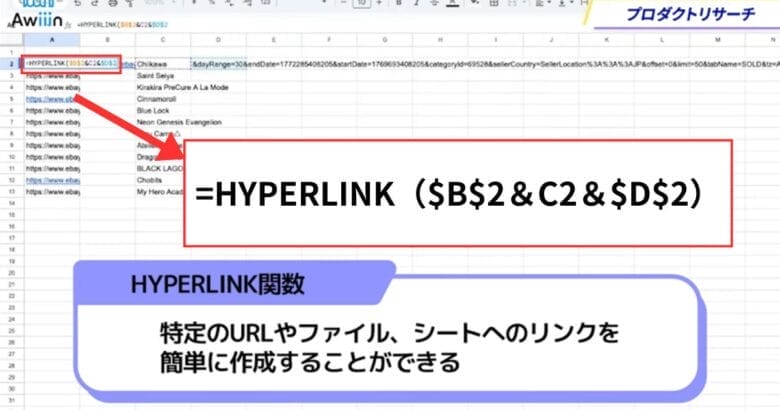検索結果のURLをコピーしてスプレッドシートに貼り付ける　画像⑦