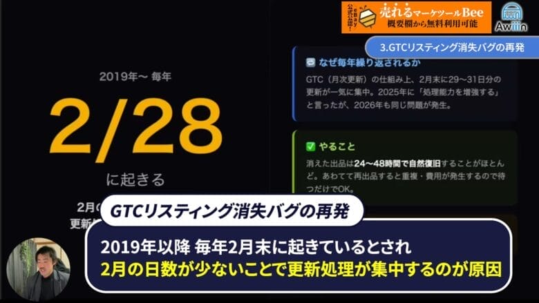 ③GTCリスティング消失バグの再発　画像